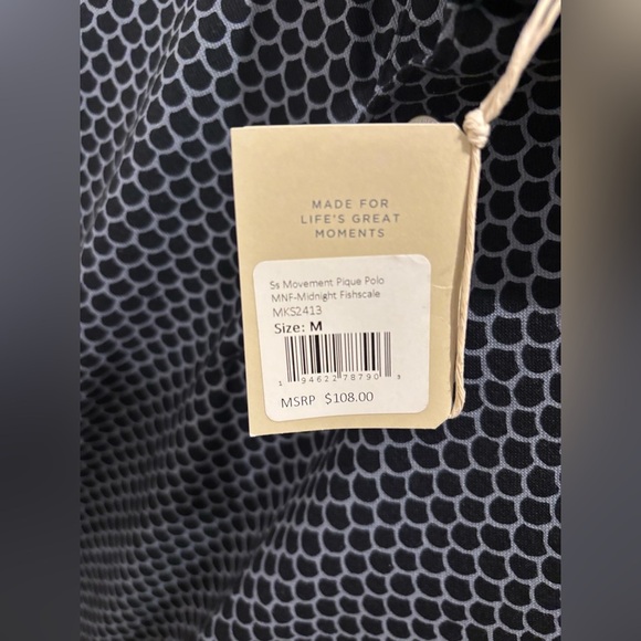 Faherty Navy and White Fishscale Pattern men's  Shirt - Picture 3 of 3